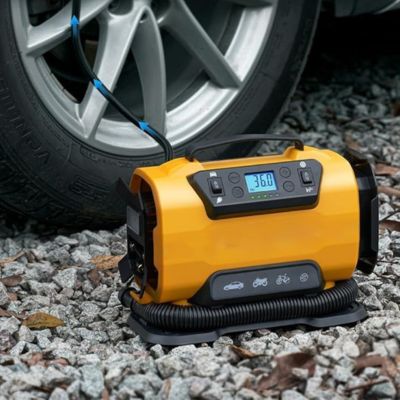 gonfleur pneu voiture jaune puissant
