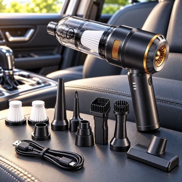 Aspirateur voiture professionnel noir avec accessoires