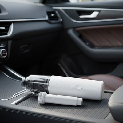 Aspirateur voiture cylindrique blanc