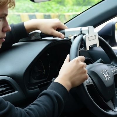 Canne antivol pour voiture homme fixe volant