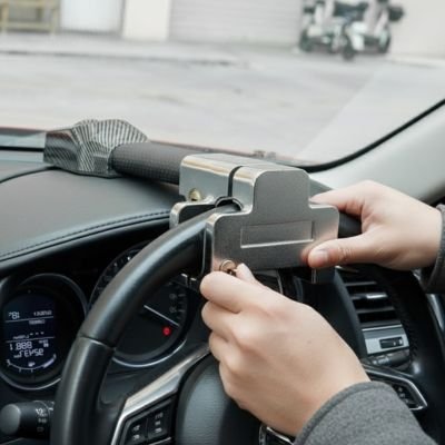 Canne antivol pour voiture volant bloqué