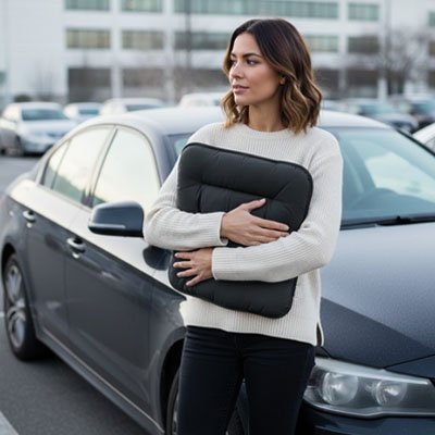 Coussin coccyx dans bras femme