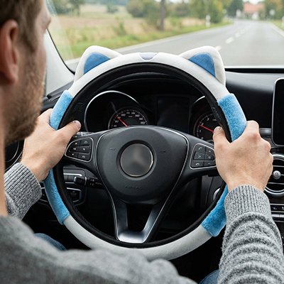 Couvre volant oreille de chat bleue