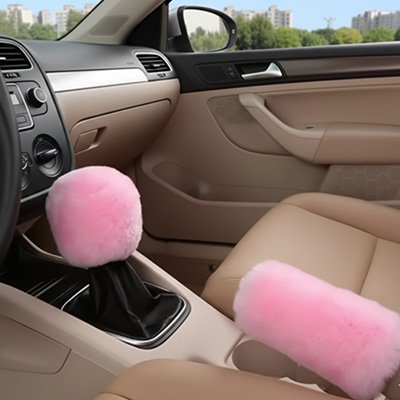 Couvre volant et accessoire peluche rose
