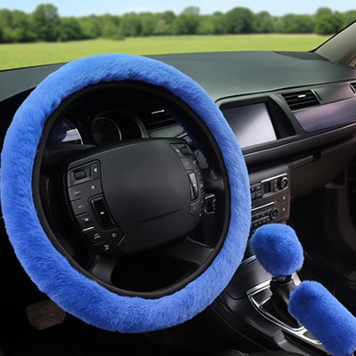 Couvre volant et accessoire peluche bleu