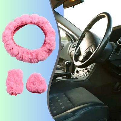 couvre volant rose peluche