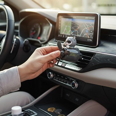 Désodorisant pour voiture tenu dans main
