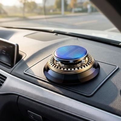 Diffuseur de parfum rond sur tableau de bord voiture