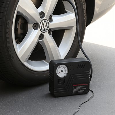 Gonfleur pneu voiture devant roue