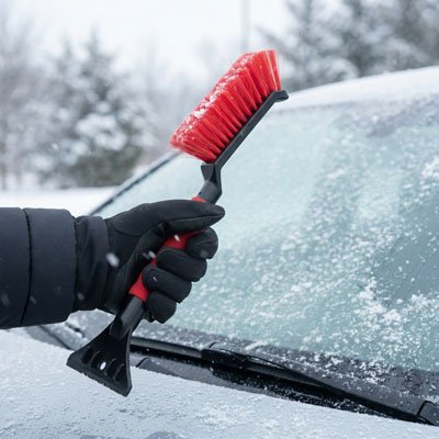 Grattoir pour pare brise avec brosse