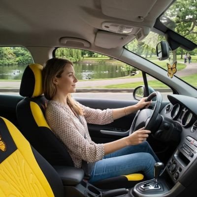 Housse de siège de voiture jaune