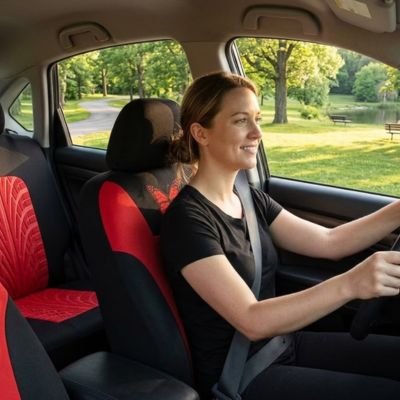 Housse de siège de voiture rouge et noire