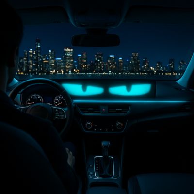 led voiture oeil de démon bleu