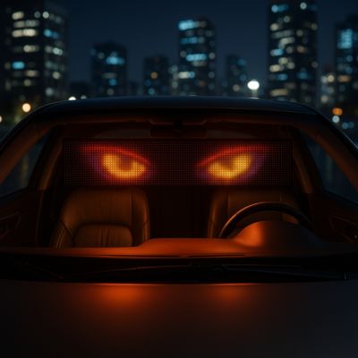 led voiture oeil de démon sur pare brise