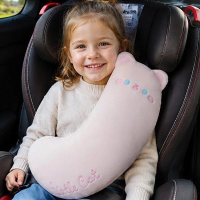 Oreiller de voyage chat rose