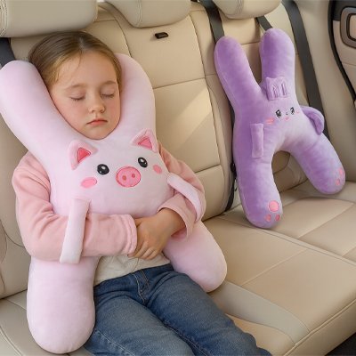 Oreiller de voyage cochon rose