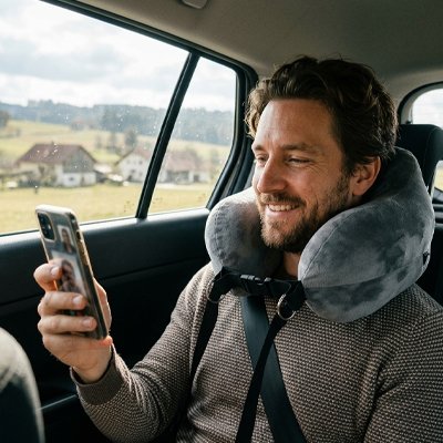 Oreiller de voyage homme dans voiture