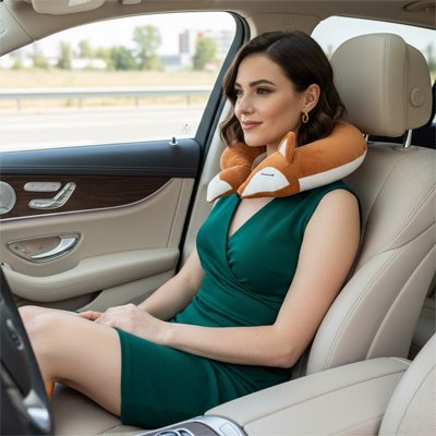 Oreiller de voyage renard femme