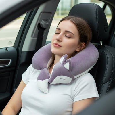 Oreiller de voyage renard violet