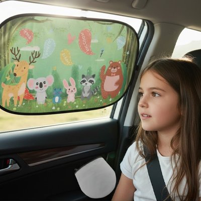 Pare soleil voiture animaux forêt