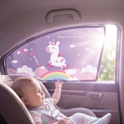 Pare soleil voiture bébé licorne rose fenêtre