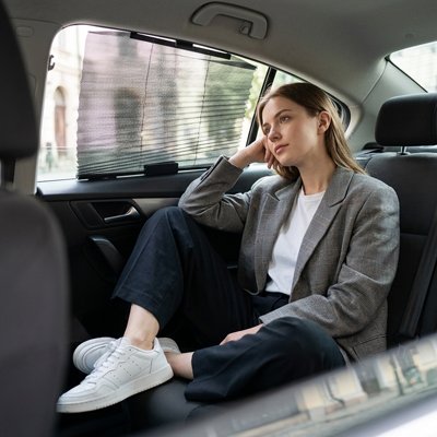 Pare soleil voiture femme assise