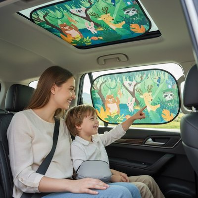 Pare soleil voiture forêt pour enfant