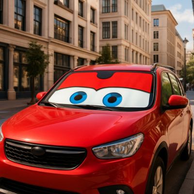 pare soleil voiture regard rouge
