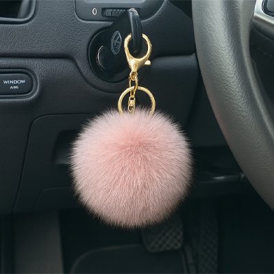porte clés pompon rose