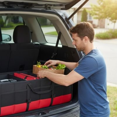 Rangement coffre voiture course homme