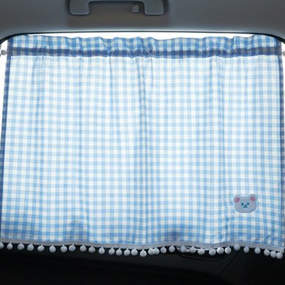 Rideau voiture bleu et blanc