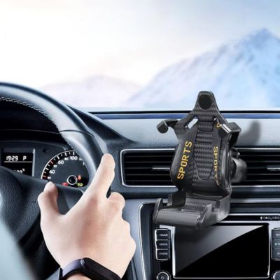 support-téléphone-voiture-jaune-main