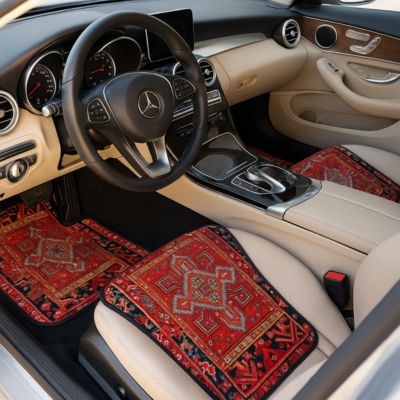 tapis pour voiture coloré sur siège conducteur