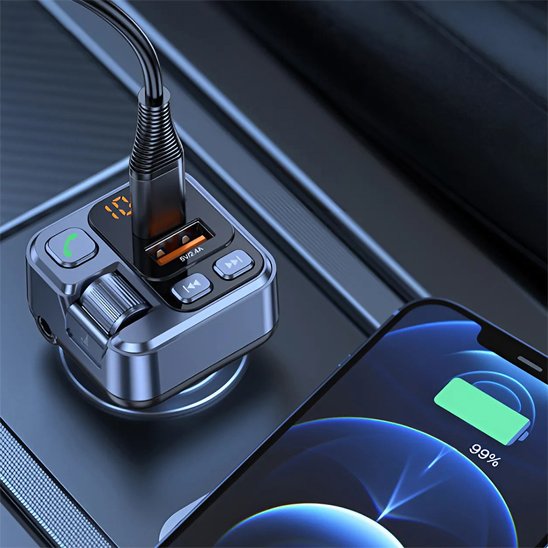 Transmetteur fm et bluetooth recharge téléphone